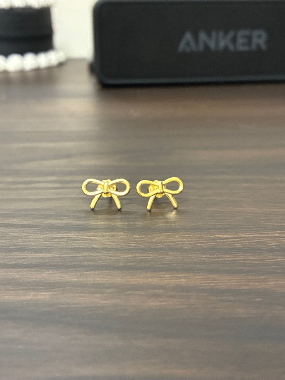 Gold Bow Stud Earrings